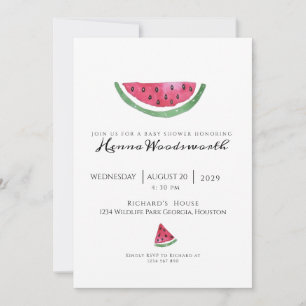Minimal Watermelon Sweet Girl Summer Baby Shower  Invitation