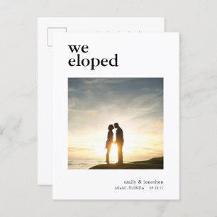 Minimal We Eloped Announcement Photo Black text