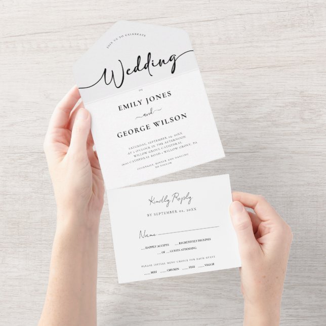 Minimal Wedding  All In One All  All In One  All In One Invitation (Tearaway)