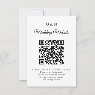 Minimal Wedding Black and White QR Code RSVP