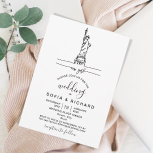 Minimal Wedding Destination NYC NEW YORK  LIBERTY Invitation