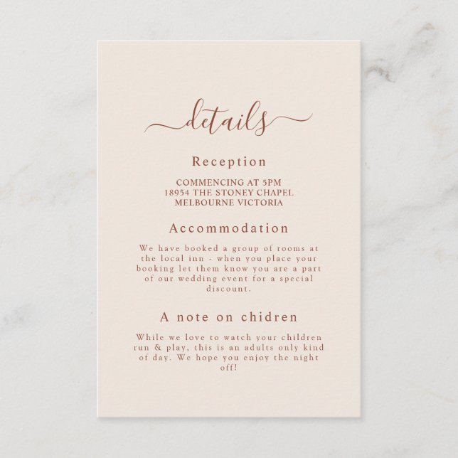 Minimal Wedding Details Enclosure Card (Front)