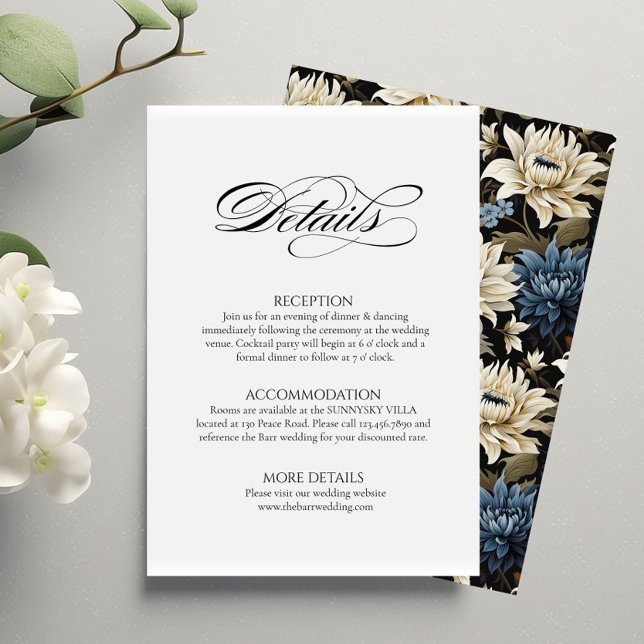 Minimal Wedding Details Enclosure Card floral back (Creator Uploaded)