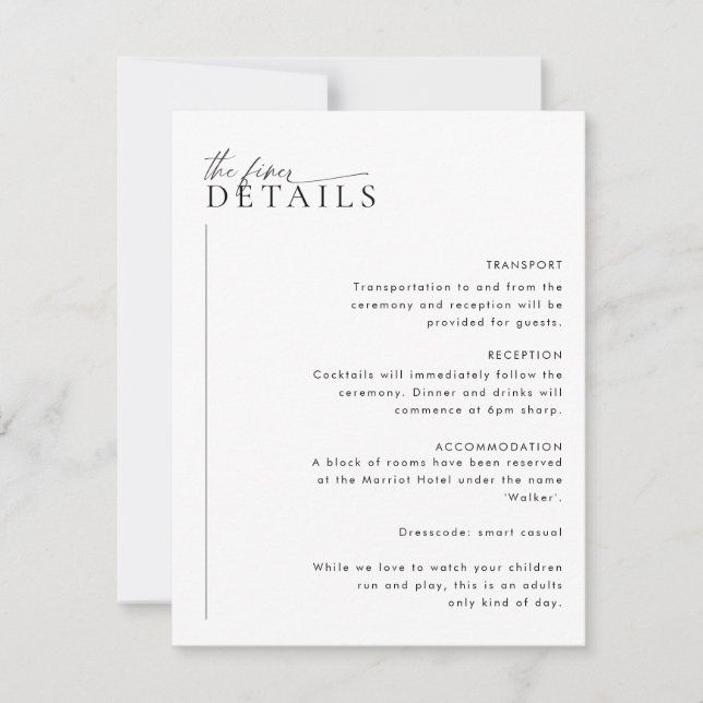 Minimal Wedding Details Enclosure Card LAYLA (Front)