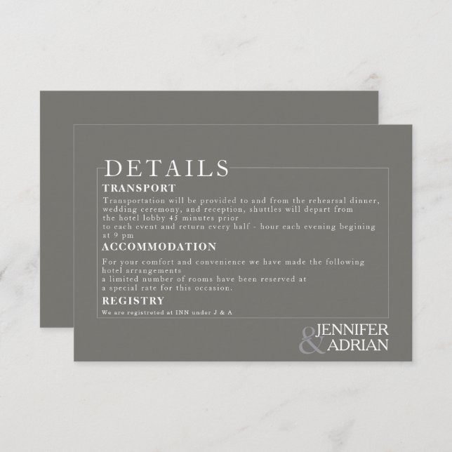 Minimal Wedding Details Invitation (Front/Back)