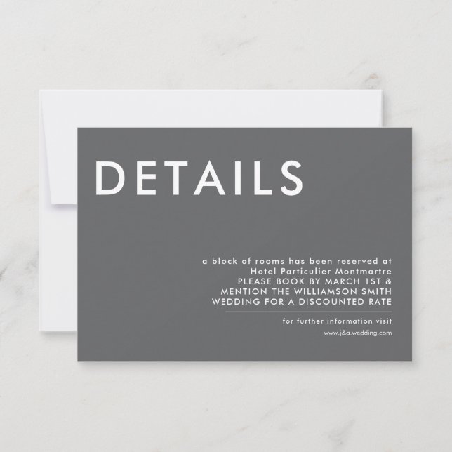 Minimal Wedding Details Invitation (Front)