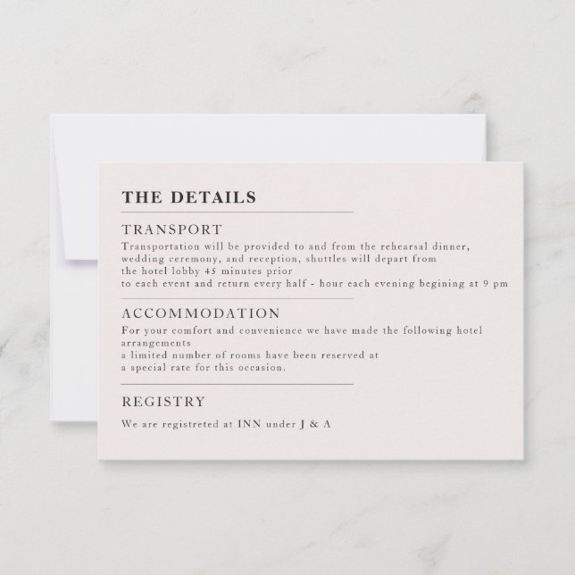 Minimal Wedding Details Invitation (Front)