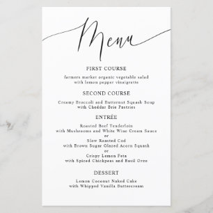 Minimal Wedding Dinner Menu