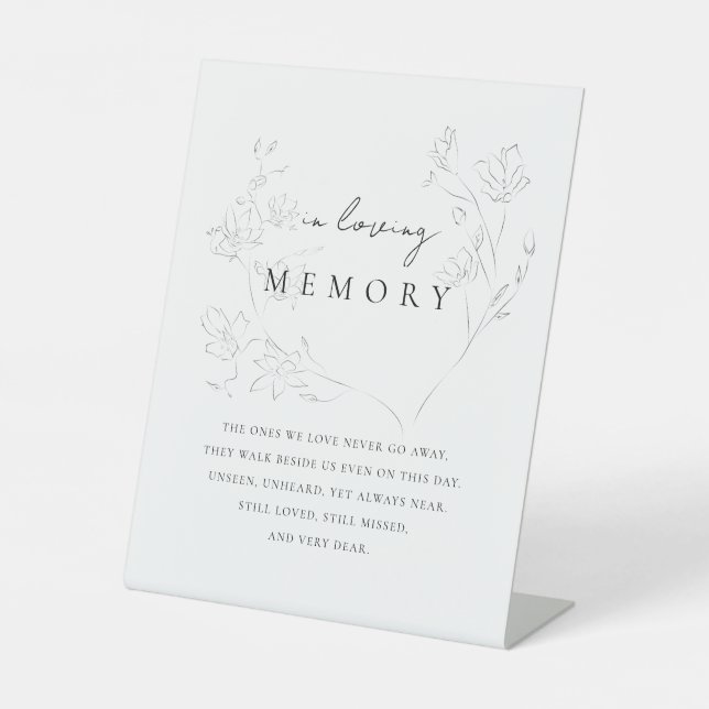 Minimal Wedding floral Memorial in loving memory Pedestal Sign (Front)