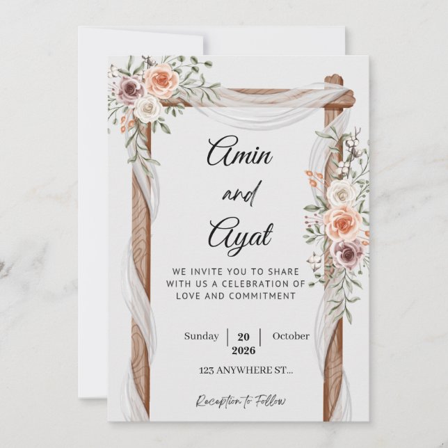  Minimal Wedding Invitation Template | Classic Scr (Devant)