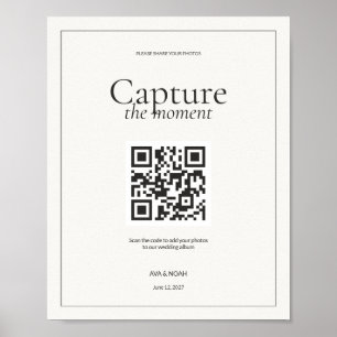 Minimal Wedding QR Code Sign, Scan to Share Poster