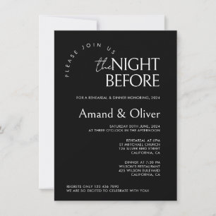 Minimal Wedding Rehearsal TemplateThe Night Before Invitation