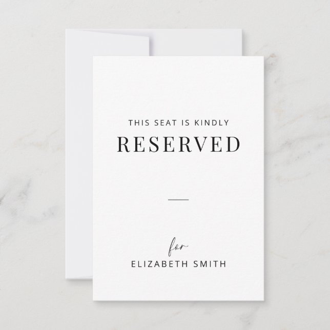 Minimal Wedding Reserved Seating Tag (Front)