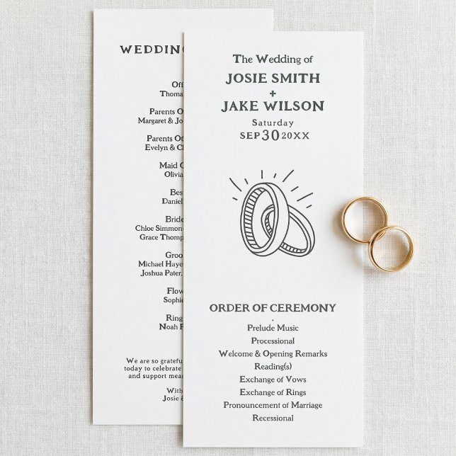 Minimal wedding rings wedding ceremony program (Minimal wedding rings wedding ceremony program)