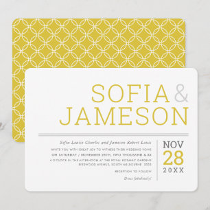MINIMAL WEDDING simple modern type grey mustard Invitation