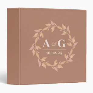 Minimal Wedding Style Flower Cycle Custom Monogram Binder
