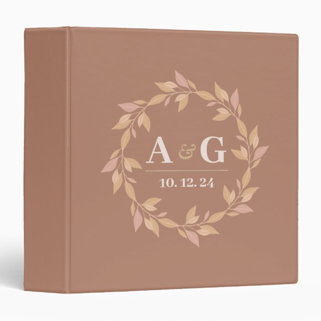Minimal Wedding Style Flower Cycle Custom Monogram Binder (Front/Spine)