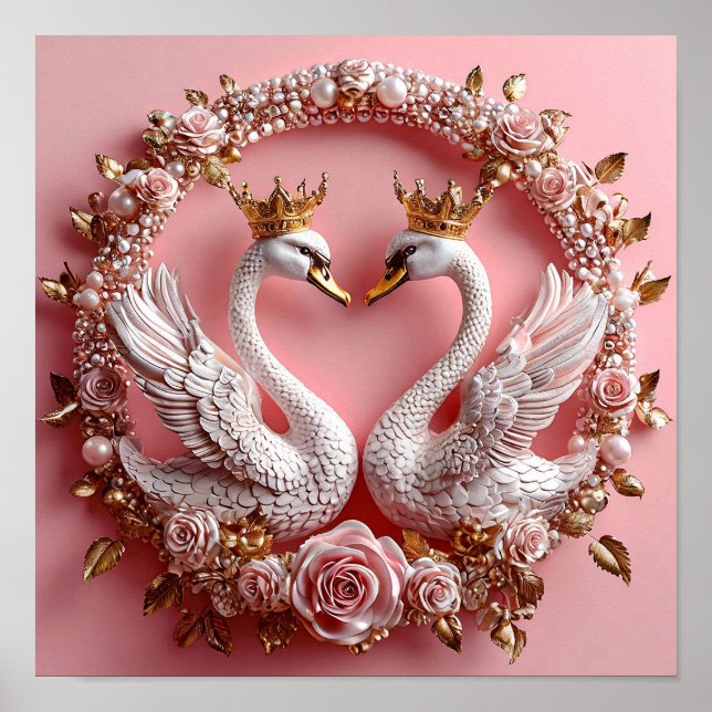 Minimal Wedding Swans Love Symbol 🦢🤍✨ Poster (Front)