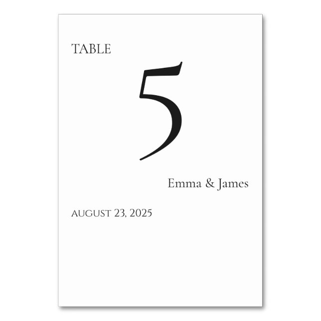  Minimal Wedding Table Number Card (Front)