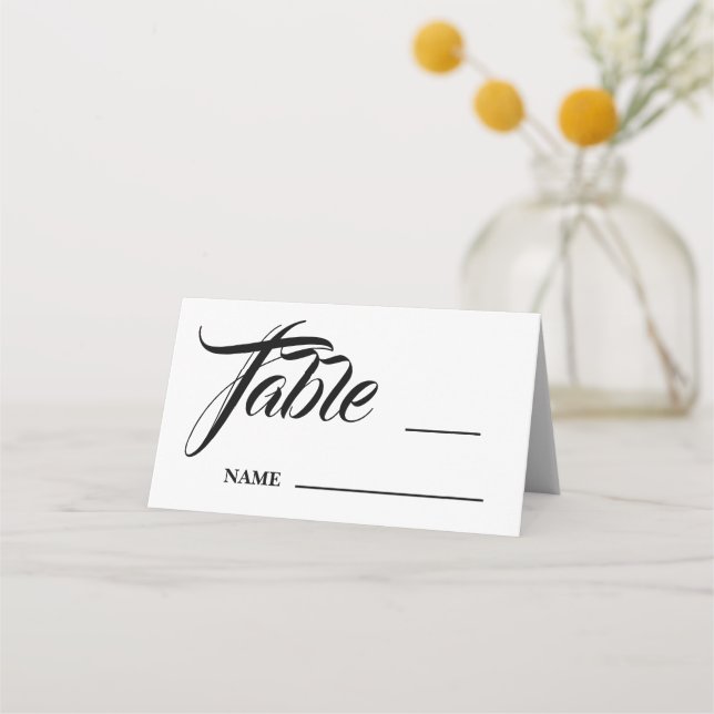 Minimal Wedding Table Number Place Card (Front)