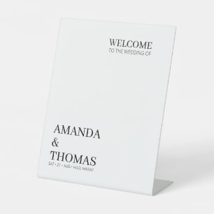 Minimal Wedding Welcome Pedestal Sign