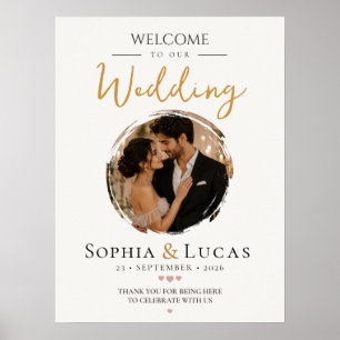 Minimal Wedding Welcome Sign with Photo