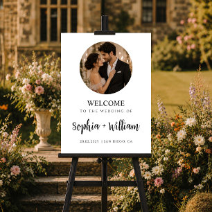 Minimal Wedding Welcome Sign with Photo