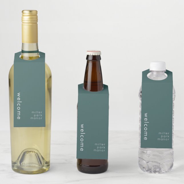 Minimal Welcome Bottle Hanger Tag (In Situ)
