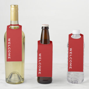 Minimal Welcome Red Bottle Tag
