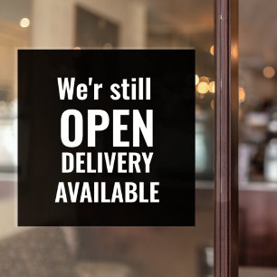 Minimal We're Still Open Window Cling