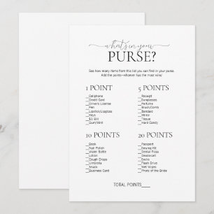 Minimal What's In Your Purse Bridal Shower Game Invitation
