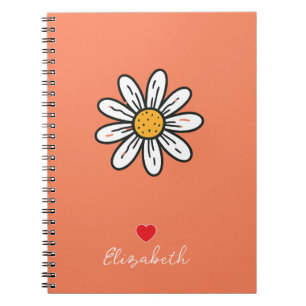 Minimal Whimsical Daisy Hand-Drawn Floral Notebook