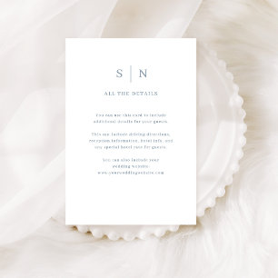 Minimal White and Dusty Blue Wedding Guest Details Enclosure Card