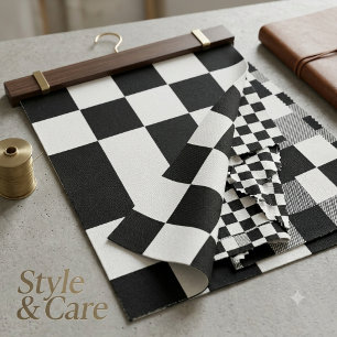 Minimal White Black Box Pattern Stylish Fabric