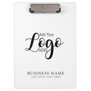 Minimal White & black Business Company Custom Logo Clipboard