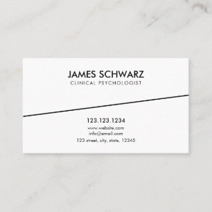 Minimal White & Black Mental Health Psychologist Business Card