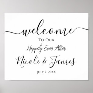Minimal White Black Wedding Welcome Sign