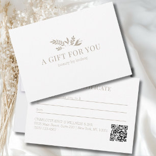 Minimal White Botanical Business QR Code