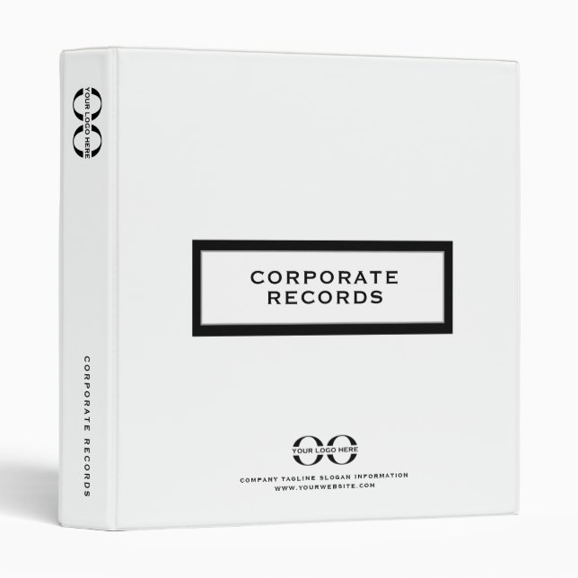 Minimal White Corporate Records Binder (Front/Spine)