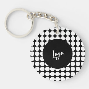 Minimal White Dots on Solid Black Background Keychain