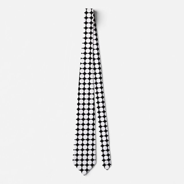 Minimal White Dots on Solid Black Background Tie (Front)