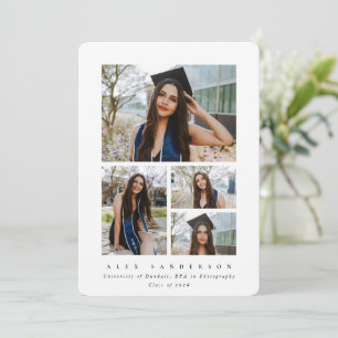 Minimal White Frame 4 Photo Graduation Announcement