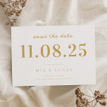 Minimal White Gold Chic Wedding Date Non-Photo Save The Date<br><div class="desc">Personalize this minimal chic design wedding save the date with all of your details.</div>