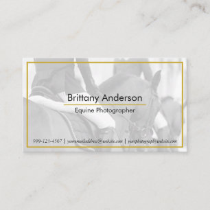 Minimal White Gold Horse/Equestrian Photographer Business Card
