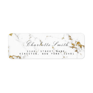 Minimal White Gold Marble Return Address Labels