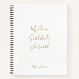 Minimal White Gold Script Muslim Gratitude Journal