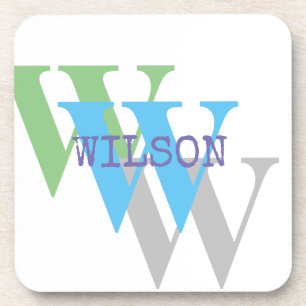 minimal white green grey Hard plastic coaster