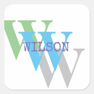 minimal white green grey purple monogram Sticker