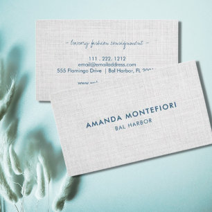 Minimal White Linen Texture Modern Professional Business Card