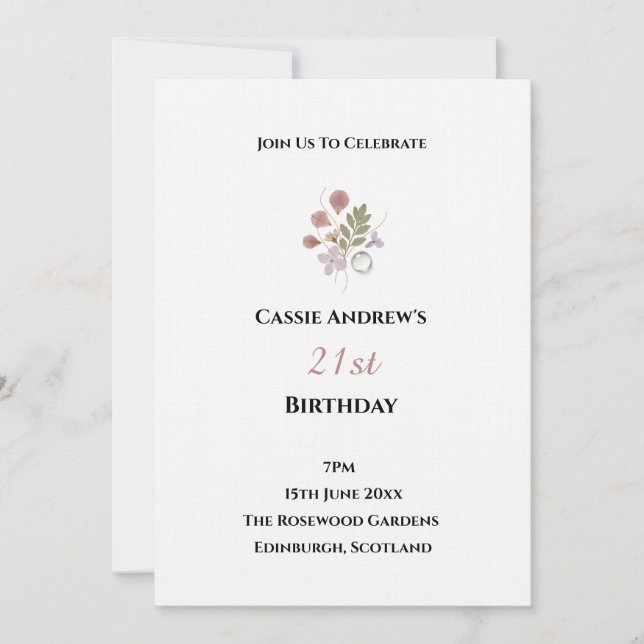 Minimal White Milestone Birthday Invitation (Front)